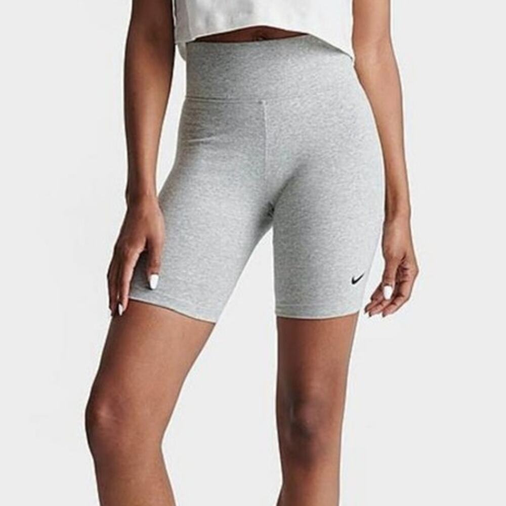 Nike Legasee classic high rise gray soft stretch biker shorts casual athletic - Picture 1 of 5